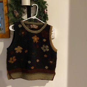 Hand knit wool sweater vest